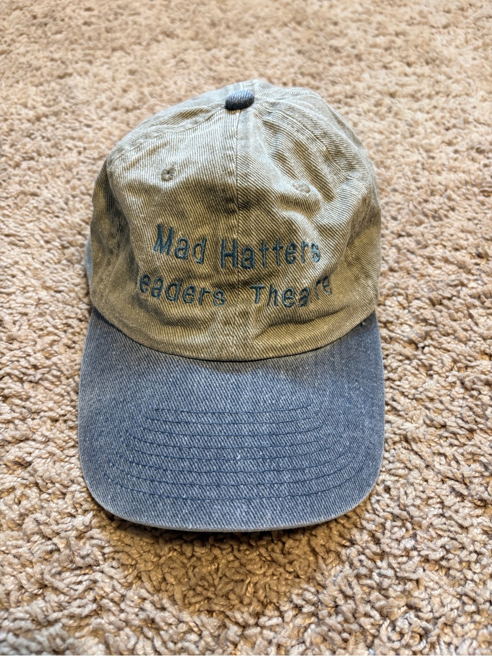 Vintage Mad Hatters Readers Theatre Two-Tone Baseball Cap Hat Distressed Y2K